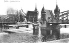 Uniesiony, nie istniejący dzisiaj most Dworcowy i statek wycieczkowy "Rugen", ok. 1920 r.