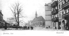 Nie istniejąca zabudowa przy ul. Wyszaka, w okolicach kościoła Św. Piotra i Pawła. W budynku widocznym po prawej stronie, mieszkał przez pewien czas kompozytor Karl Loewe. (1914 r.)
