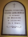 plac Zwycięstwa, kościół pw. św. Wojciecha, PAMIĄTKA POŚWIĘCENIA KOŚCIOŁA GARNIZONOWEGO, 24.10.1948 r.