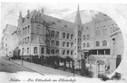 Budynek szkoły Ottoschule przy ul. Wyszaka, stojącej niegdyś w pobliżu kompleksu szkolnego znajdującego się przy ul. Małopolskiej. Dzisiaj boisko szkoły podstawowej nr 33 i LO nr XII. (1910 r.)