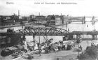 Fragment nabrzeży portowych z nieistniejącymi mostami: Kolejowym i Dworcowym (1920 r.)