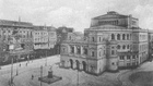 Nie istniejący gmach Teatru Miejskiego wybudowany w latach 1846-1849. W 1890 dobudowano od strony placu Żołnierza, widoczną na widokówce halę wejściową. (1923 r.)
