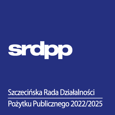 Logo Szczecińskiej Rady Działalności Pożytku Publicznego - litery srdpp na niebieskim tle