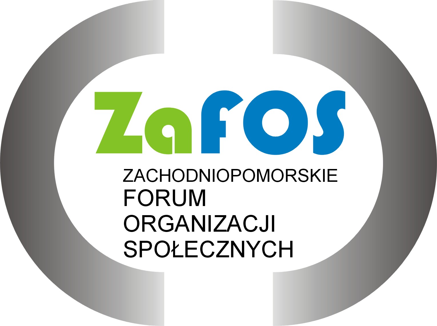 Logo ZAFOS - na białym tle zielony napis ZafOS - poniżej na czarno zachodniopomorskie forum organizacji społecznych