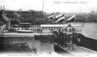 Wizyta pary cesarskiej w stoczni "Vulcan" z okazji wodowania liniowca "Kaiserin Auguste Victoria" w 1906 roku (25000 BRT, 2996 miejsc pasażerskich, 600 osób załogi). (1906 r.)